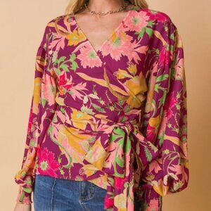Floral Wrap Blouse